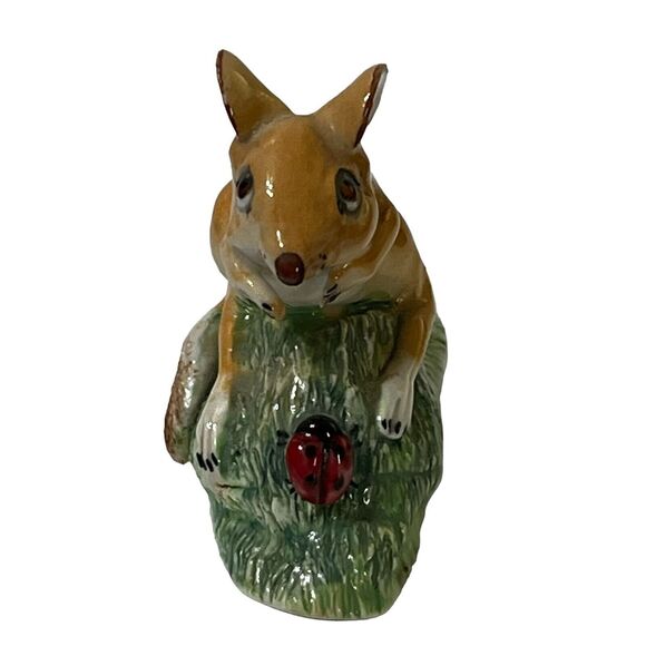 Vtg Big Eared Mouse Ladybug Flower Figure Signed Basil Matthews Animal Figurine - Picture 9 of 12
